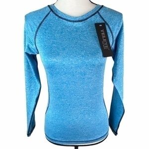 Yelete Long Sleeve Top Stretchy Athletic Activewear Blue Top Sz M